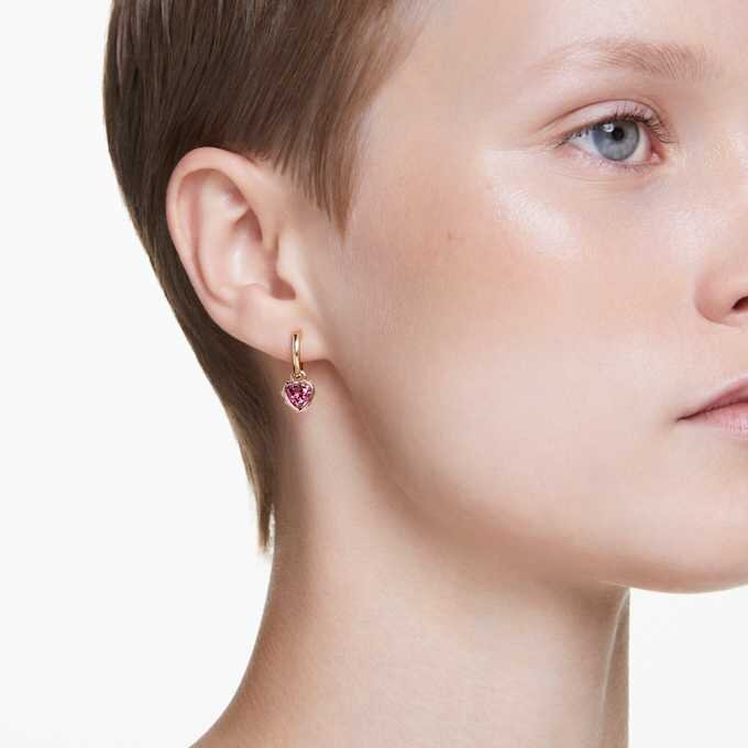 Chroma Drop Earrings Heart, Red, Gold-Tone Plated Chroma Drop Earrings Heart, Red, Gold-Tone Plated