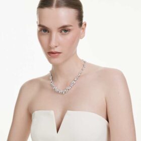 Constella Necklace Round Cut, White, Rhodium Plated