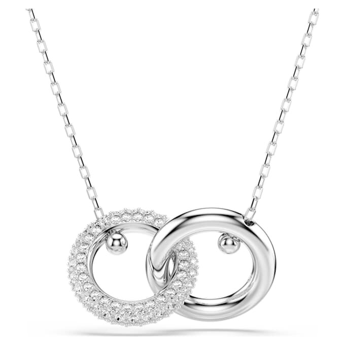 Dextera Pendant Interlocking Loop, White, Rhodium Plated Dextera Pendant Interlocking Loop, White, Rhodium Plated