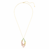 Gema Pendant Mixed Cuts, Multicolored, Gold-Tone Plated