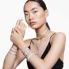 Hyperbola Cuff Mixed Cuts, Infinity, White, Rhodium Plated Hyperbola Cuff Mixed Cuts, Infinity, White, Rhodium Plated