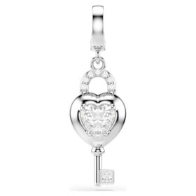 Idyllia Charm Mixed Cuts, Heart with Key, White, Rhodium Plated Idyllia Charm Mixed Cuts, Heart with Key, White, Rhodium Plated
