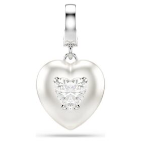 Idyllia Charm Mixed Cuts, Pearl-Colored Coating, Heart, White, Rhodium Plated Idyllia Charm Mixed Cuts, Pearl-Colored Coating, Heart, White, Rhodium Plated