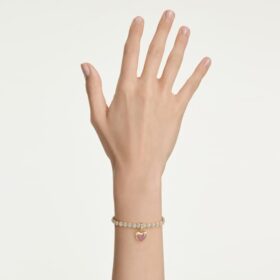 Idyllia Charm Round Cut, Heart, Pink, Gold-Tone Plated Idyllia Charm Round Cut, Heart, Pink, Gold-Tone Plated