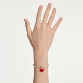 Idyllia Charm Round Cut, Heart, Red, Gold-Tone Plated Idyllia Charm Round Cut, Heart, Red, Gold-Tone Plated