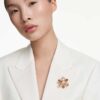 Idyllia Pendant and Brooch Mixed Cuts, Flower, Multicolored, Gold-Tone Plated