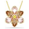 Idyllia Pendant and Brooch Mixed Cuts, Flower, Multicolored, Gold-Tone Plated