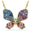 Idyllia Pendant and Brooch Mixed Cuts, Pavé, Butterfly, Multicolored, Gold-Tone Plated