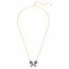 Idyllia Pendant and Brooch Mixed Cuts, Pavé, Butterfly, Multicolored, Gold-Tone Plated