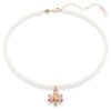 Idyllia Pendant Crystal Pearl, Mixed Cuts, Flower, Multicolored, Rose Gold-Tone Plated