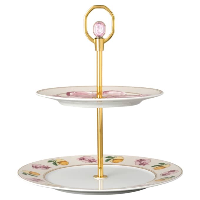 Idyllia éTagèRe Porcelain, Crystal Print Motif, Lily Citron, Small, Multicolored