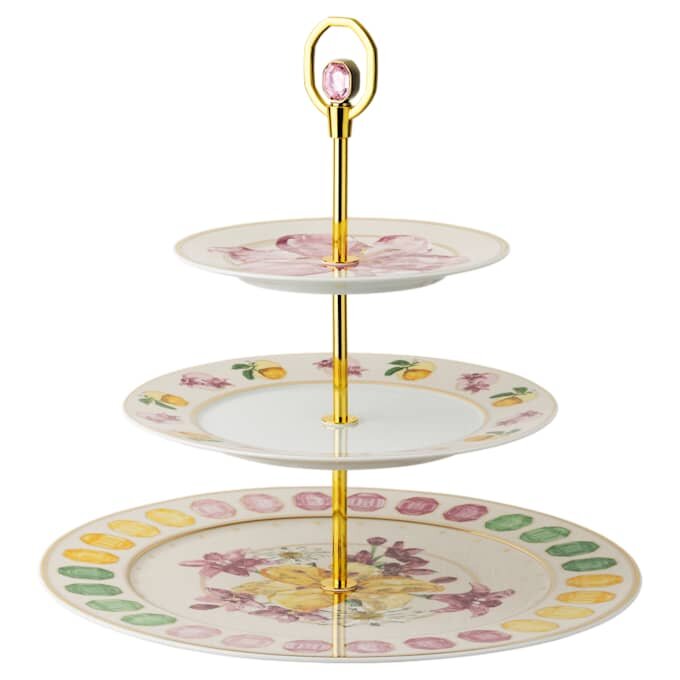 Idyllia éTagèRe Porcelain, Crystal Print Motif, Multicolored
