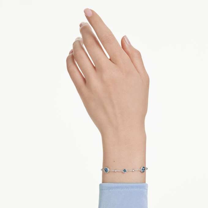 Imber Bracelet Round Cut, Blue, Rhodium Plated Imber Bracelet Round Cut, Blue, Rhodium Plated