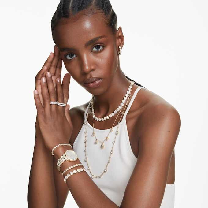 Matrix Ring Oval Cut, White, Gold-Tone Plated Matrix Ring Oval Cut, White, Gold-Tone Plated