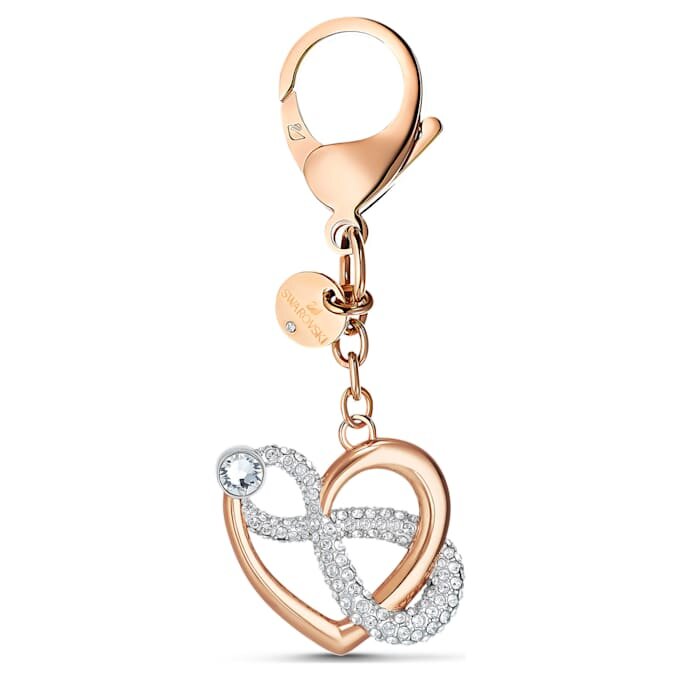 Infinite Bag Charm Infinity and Heart, White, Mixed Metal Finish Infinite Bag Charm Infinity and Heart, White, Mixed Metal Finish
