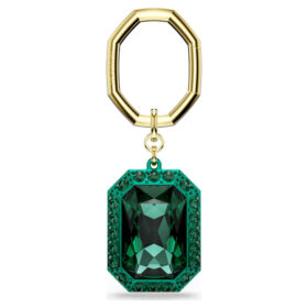 Key Ring Octagon Cut, Green, Mixed Metal Finish Key Ring Octagon Cut, Green, Mixed Metal Finish