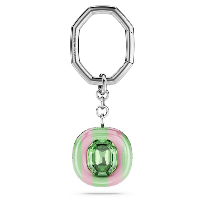 Key Ring Octagon Cut, Multicolored, Rhodium Plated Key Ring Octagon Cut, Multicolored, Rhodium Plated