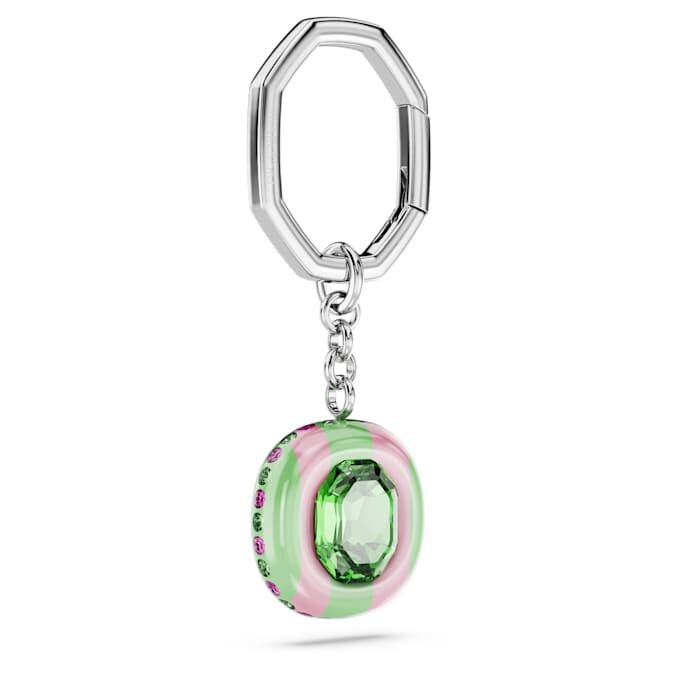 Key Ring Octagon Cut, Multicolored, Rhodium Plated Key Ring Octagon Cut, Multicolored, Rhodium Plated
