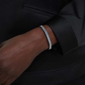 Matrix Bangle Baguette Cut, Octagon Shape, Gray, Ruthenium Plated