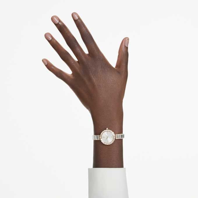 Matrix Bangle Watch Swiss Made, Crystal Bracelet, White, Rose Gold-Tone Finish Matrix Bangle Watch Swiss Made, Crystal Bracelet, White, Rose Gold-Tone Finish