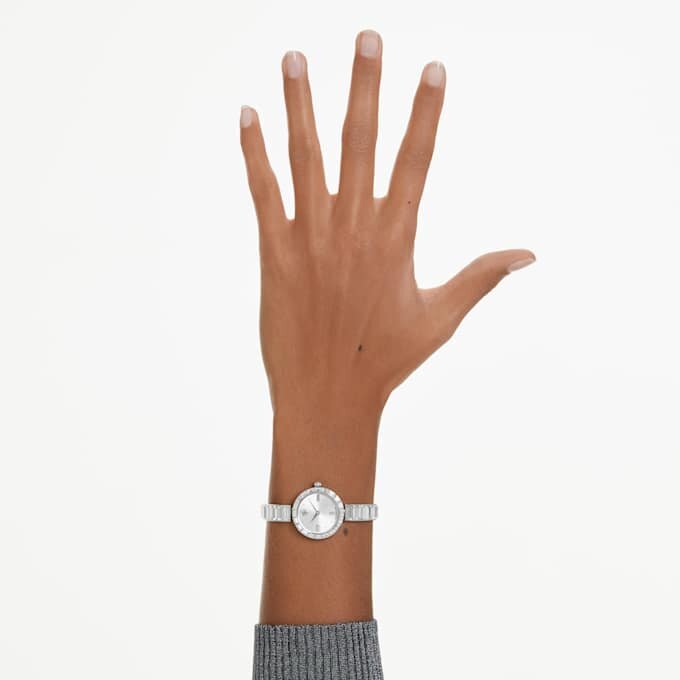 Matrix Bangle Watch Swiss Made, Crystal Bracelet, White, Stainless Steel Matrix Bangle Watch Swiss Made, Crystal Bracelet, White, Stainless Steel