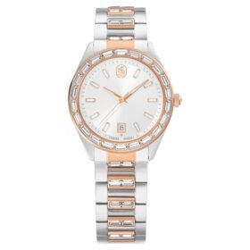 Matrix Date Watch Swiss Made, Metal Bracelet, Rose Gold Tone, Mixed Metal Finish Matrix Date Watch Swiss Made, Metal Bracelet, Rose Gold Tone, Mixed Metal Finish