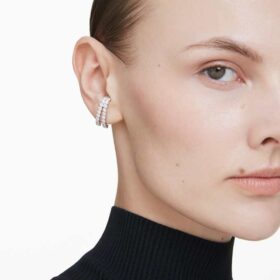 Matrix Ear Cuffs Round Cut, White, Rhodium Plated Matrix Ear Cuffs Round Cut, White, Rhodium Plated