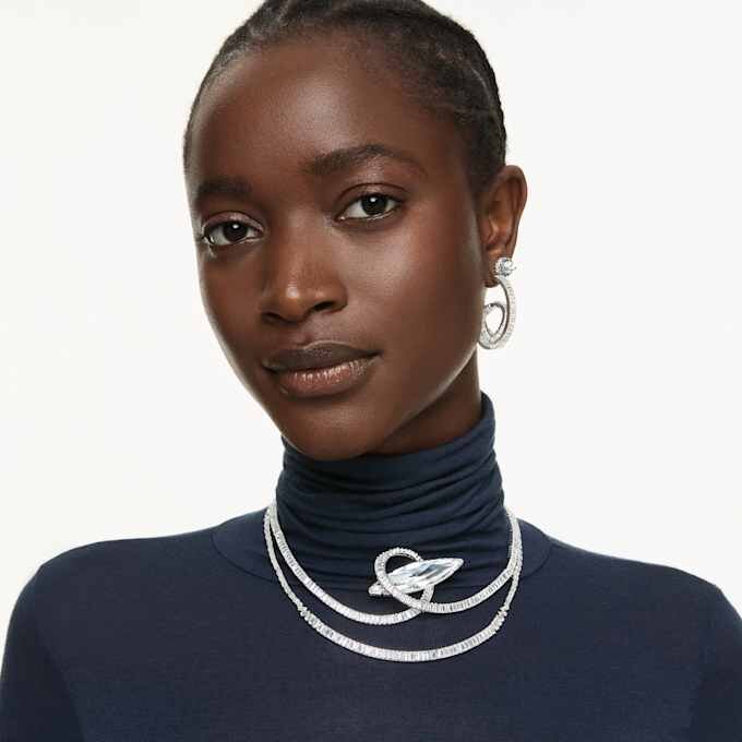 Matrix Choker Baguette Cut, White, Rhodium Plated Matrix Choker Baguette Cut, White, Rhodium Plated