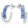 Matrix Hoop Earrings Mixed Cuts, Blue, Rhodium Plated