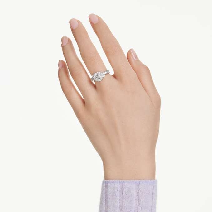 Matrix Ring Baguette Cut, Knot, White, Rhodium Plated Matrix Ring Baguette Cut, Knot, White, Rhodium Plated