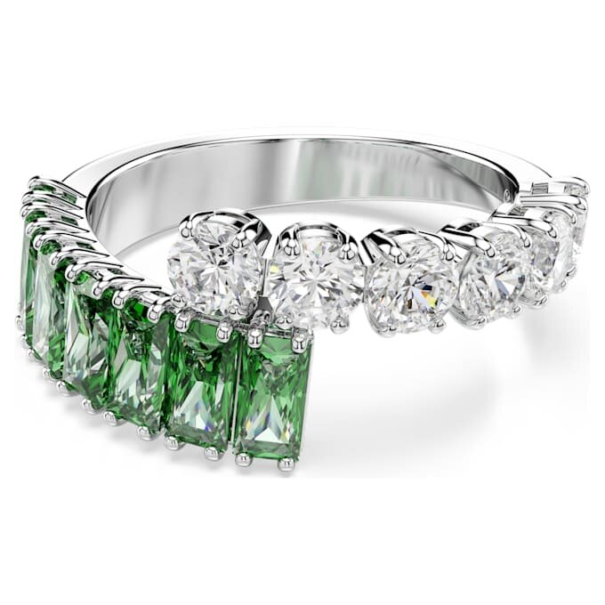 Matrix Ring Mixed Cuts, Green, Rhodium Plated Matrix Ring Mixed Cuts, Green, Rhodium Plated