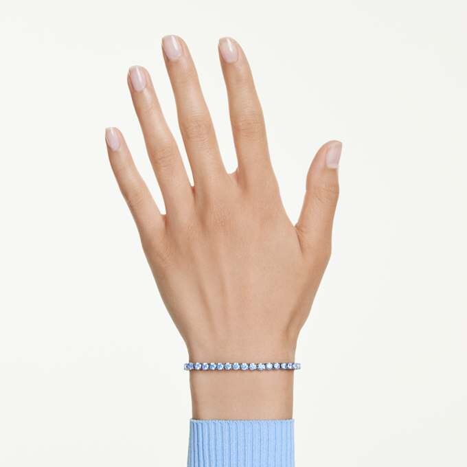 Matrix Tennis Bracelet Round Cut, Blue, Ruthenium Plated Matrix Tennis Bracelet Round Cut, Blue, Ruthenium Plated