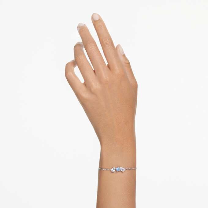 Mesmera Bracelet Mixed Cuts, Blue, Rhodium Plated Mesmera Bracelet Mixed Cuts, Blue, Rhodium Plated