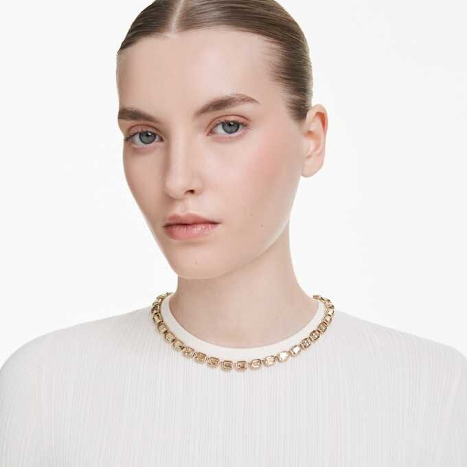 Millenia Necklace Octagon Cut, Yellow, Gold-Tone Plated Millenia Necklace Octagon Cut, Yellow, Gold-Tone Plated