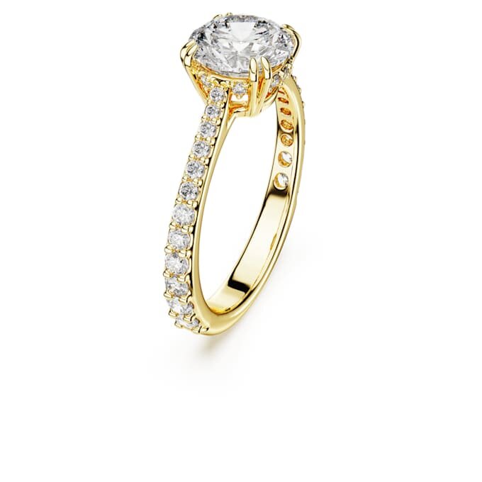 Stilla Cocktail Ring Round Cut, Pavé, White, Gold-Tone Plated Stilla Cocktail Ring Round Cut, Pavé, White, Gold-Tone Plated