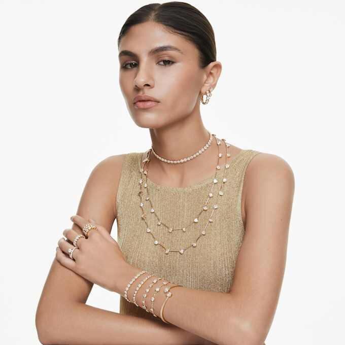 Imber Earring Jackets Asymmetrical Design, Mixed Cuts, White, Gold-Tone Plated Imber Earring Jackets Asymmetrical Design, Mixed Cuts, White, Gold-Tone Plated