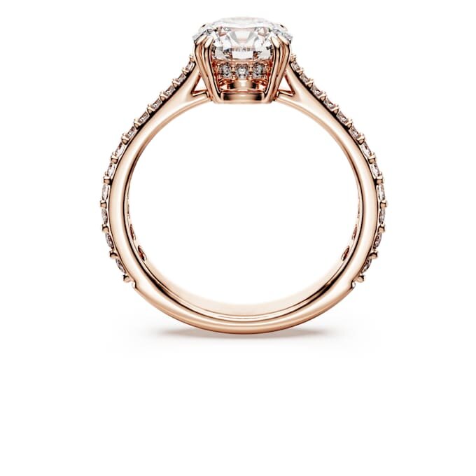 Stilla Cocktail Ring Round Cut, Pavé, White, Rose Gold-Tone Plated Stilla Cocktail Ring Round Cut, Pavé, White, Rose Gold-Tone Plated