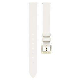 Watch Strap 12 Mm (0.47″) Width, Leather, White, Champagne Gold-Tone Finish