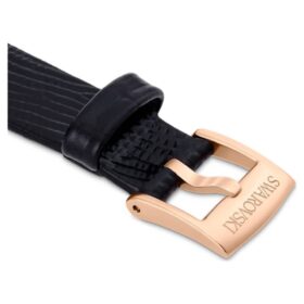 Watch Strap 13 Mm (0.51″) Width, Leather, Black, Rose Gold-Tone Finish