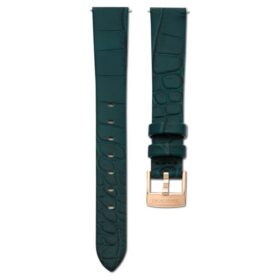 Watch Strap 14 Mm (0.55″) Width, Leather, Green, Rose Gold-Tone Finish